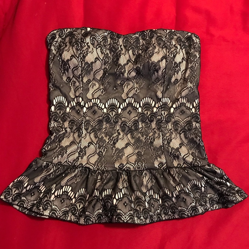 Finesse black lace tube top